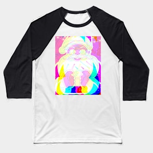 Psychedelic Trippy Xmas Neon Santa Baseball T-Shirt